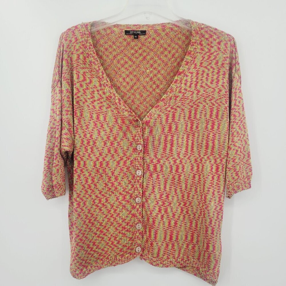 Renuar Marled Knit 3/4 Sleeve Button FrontCardigan